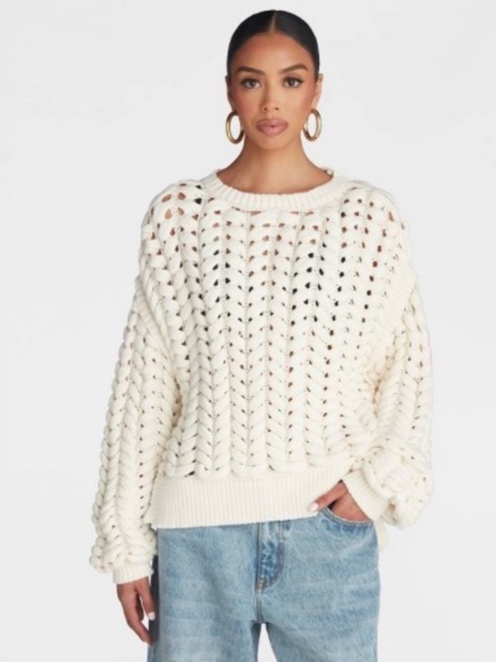 'The Chunky Knit Crew' - Cream